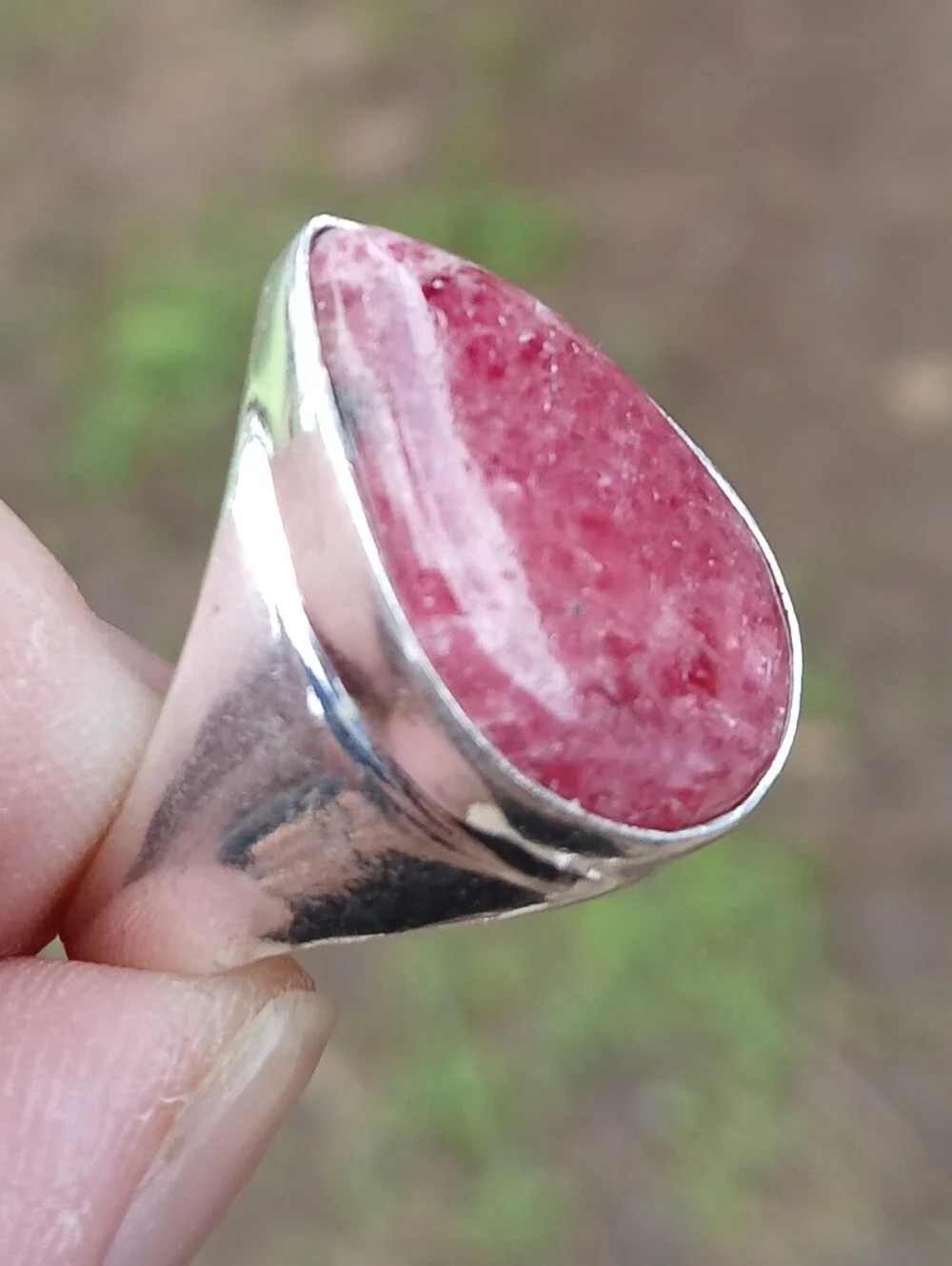 New Men's Rhodonite 925 Silver Ring.